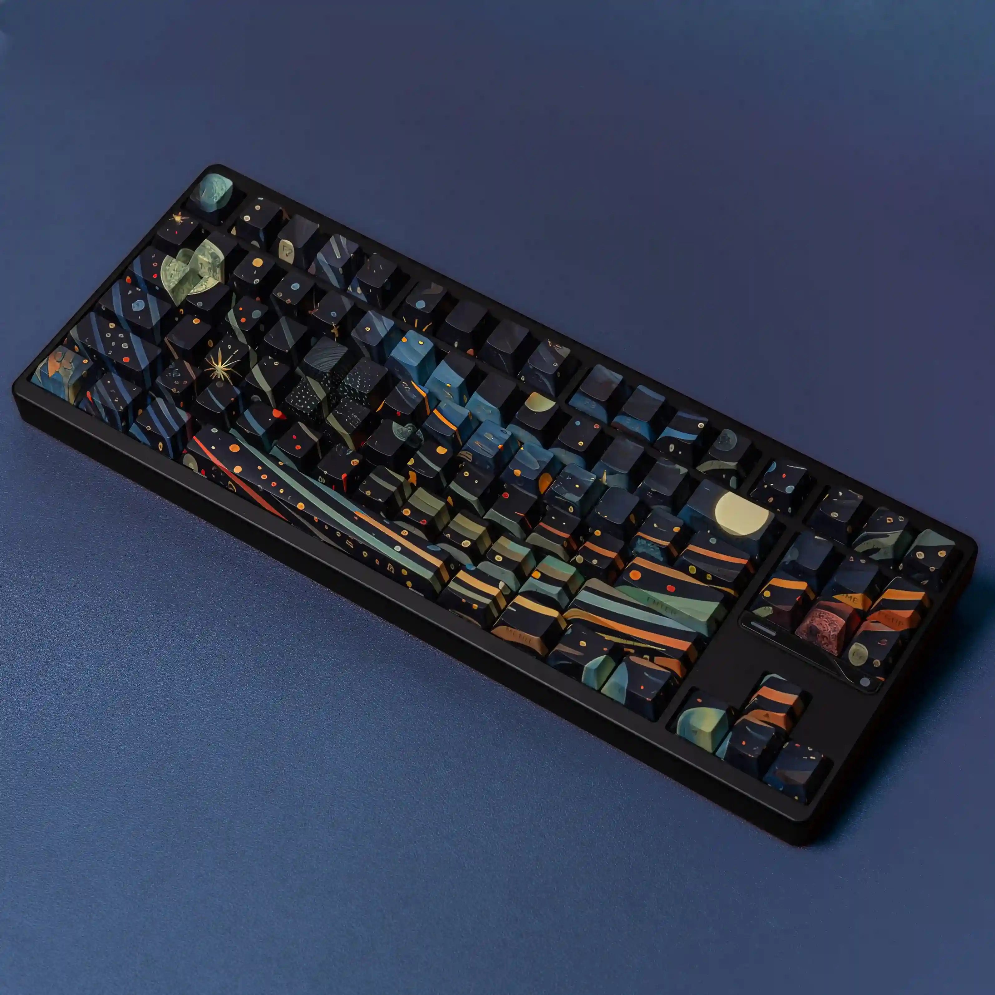 Full keyboard setup with Starry Sky Cherry profile keycap set